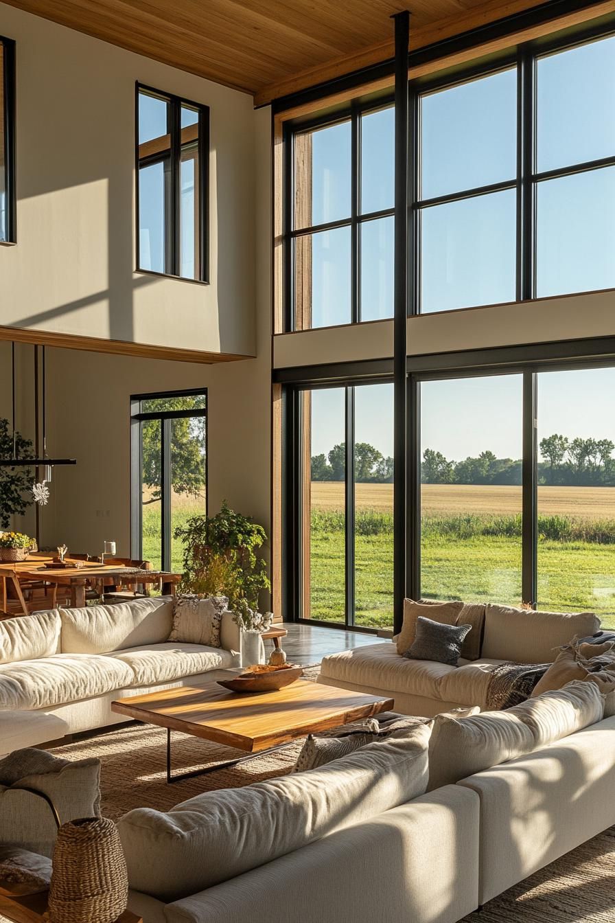 Double-Height Living Room With Tall Windows