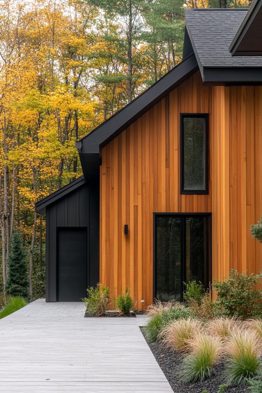 Vertical Cedar Shiplap Paired With Black Trim