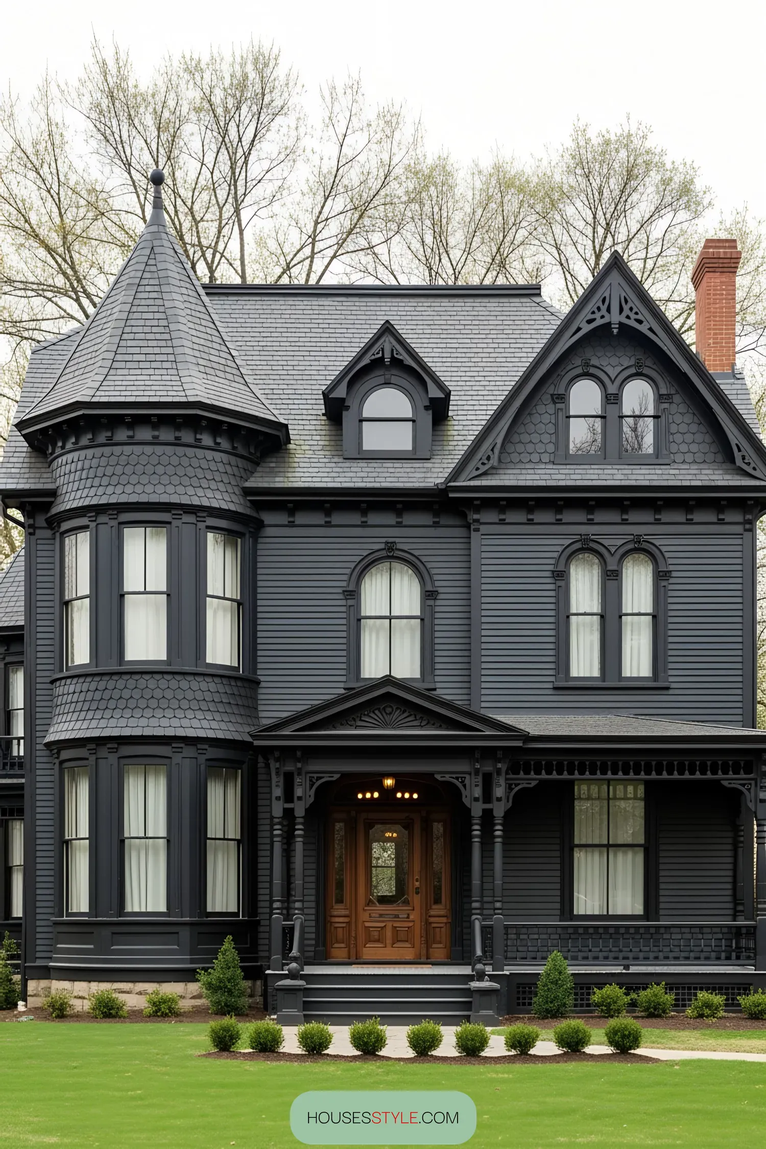 1. A Grand Black Victorian Mansion