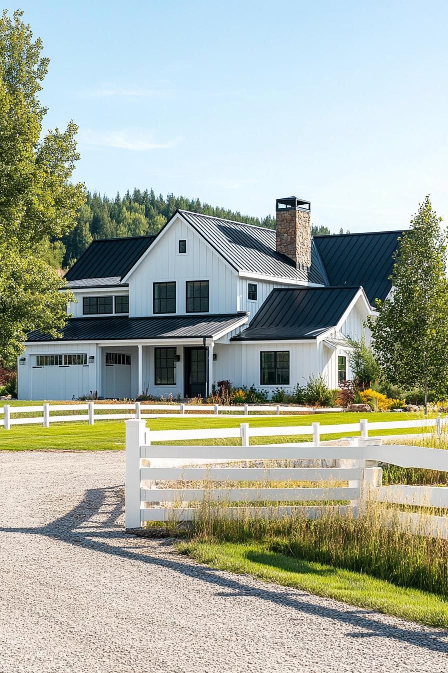 Big Farmhouse Behind a White Ranch Fence - photo 3