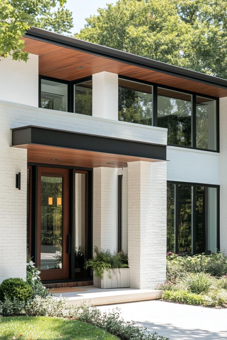 White Brick Paired With Natural Wood Details - photo 4