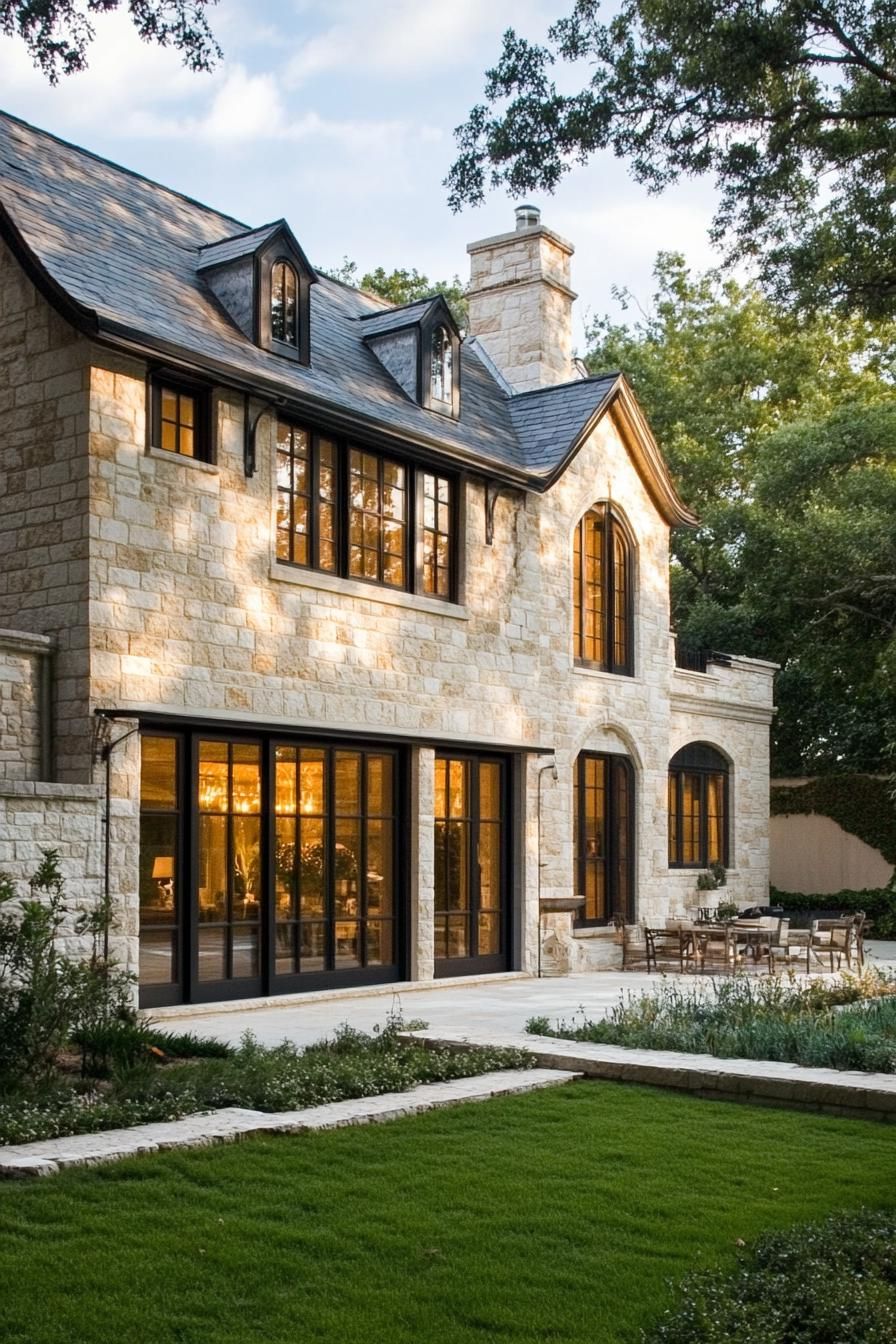 Stone Facades Paired With Oversized Windows