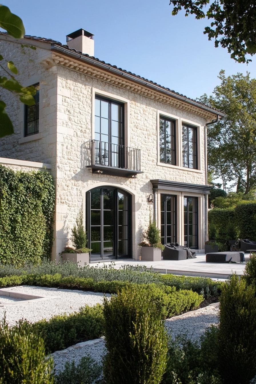 Natural Stone Combined With Smooth Stucco