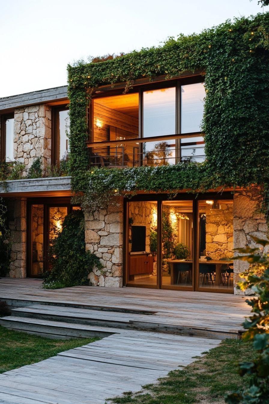 Reclaimed Wood Cabins Wrapped in Climbing Ivy
