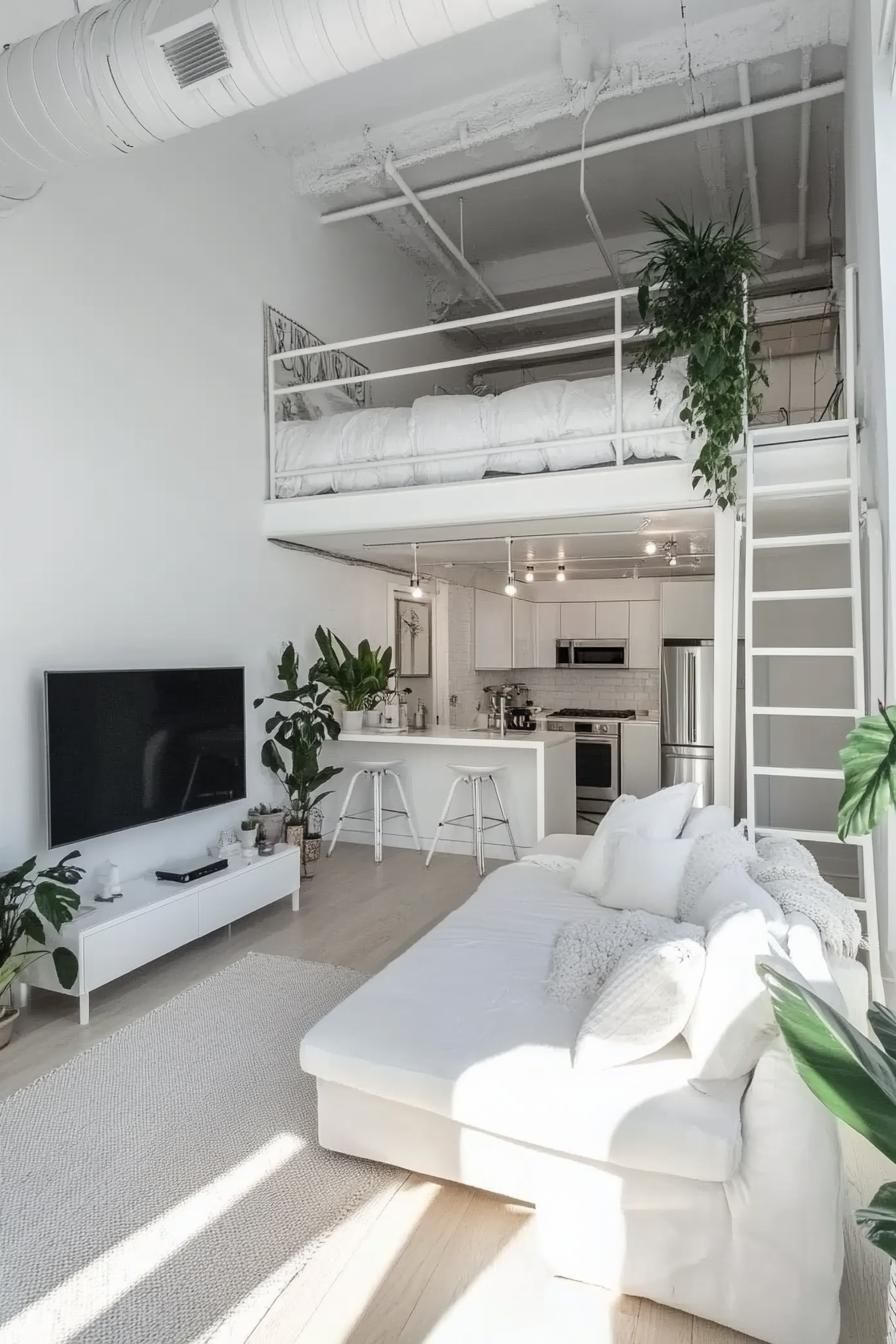 Clean White Loft Interior Design