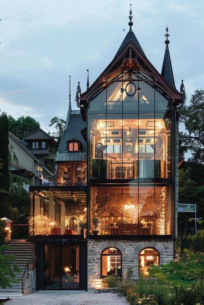 Transparent Upper Levels On A Neo-Gothic Base