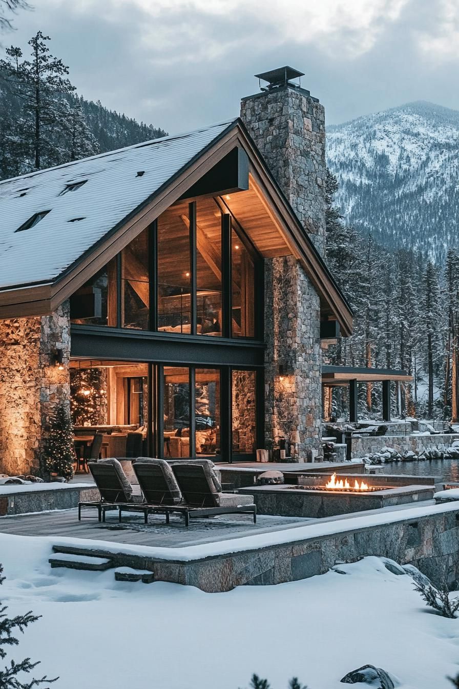 Outdoor Stone Fireplaces With Rustic Mantels - photo 3