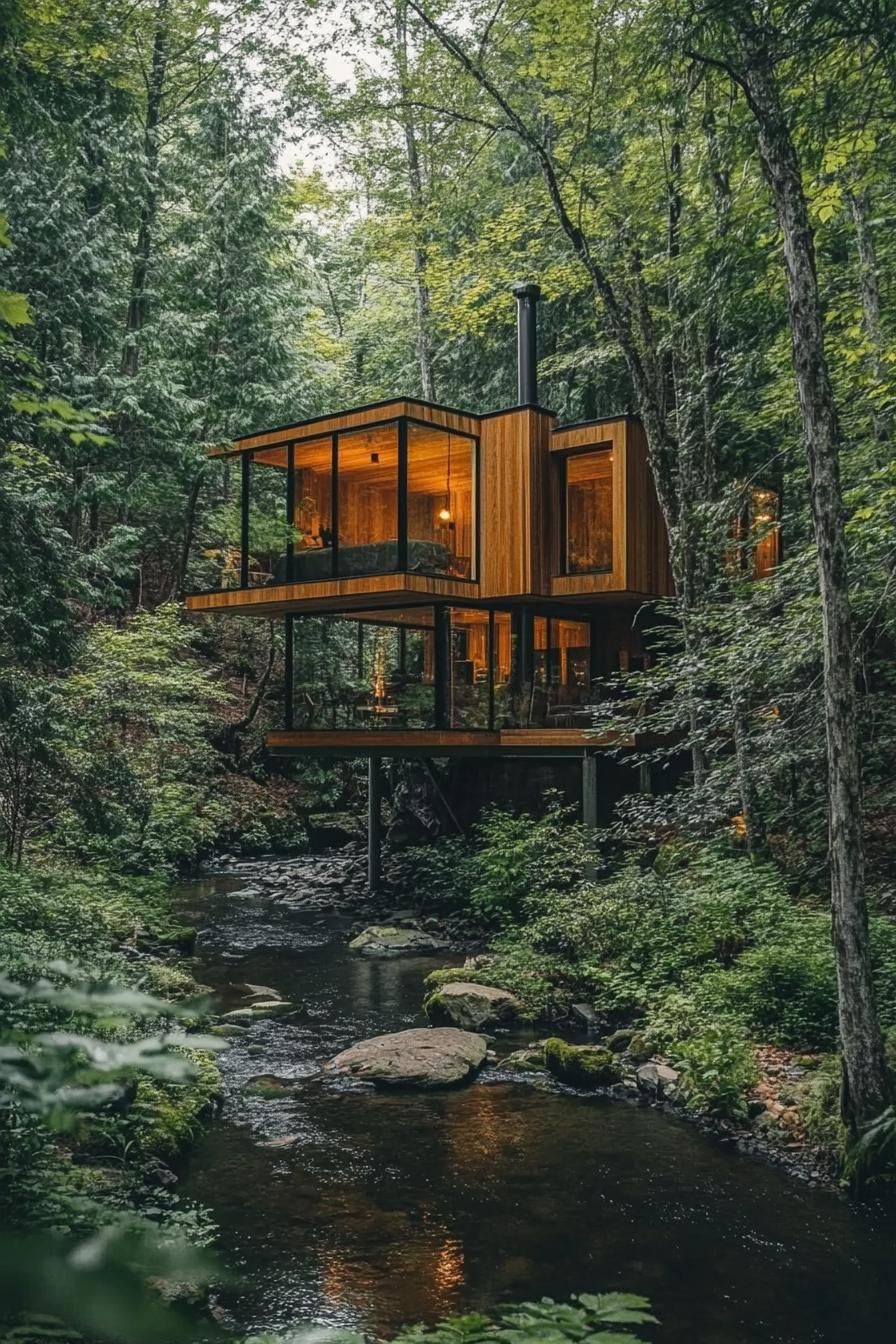 Cabins Suspended Over A Forest Stream - photo 3