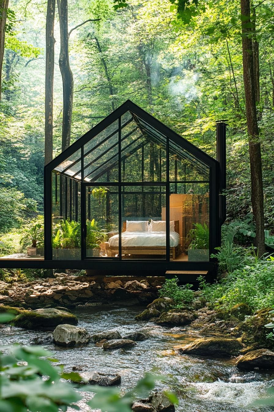 A Warm Glass Cabin Tucked Into the Forest