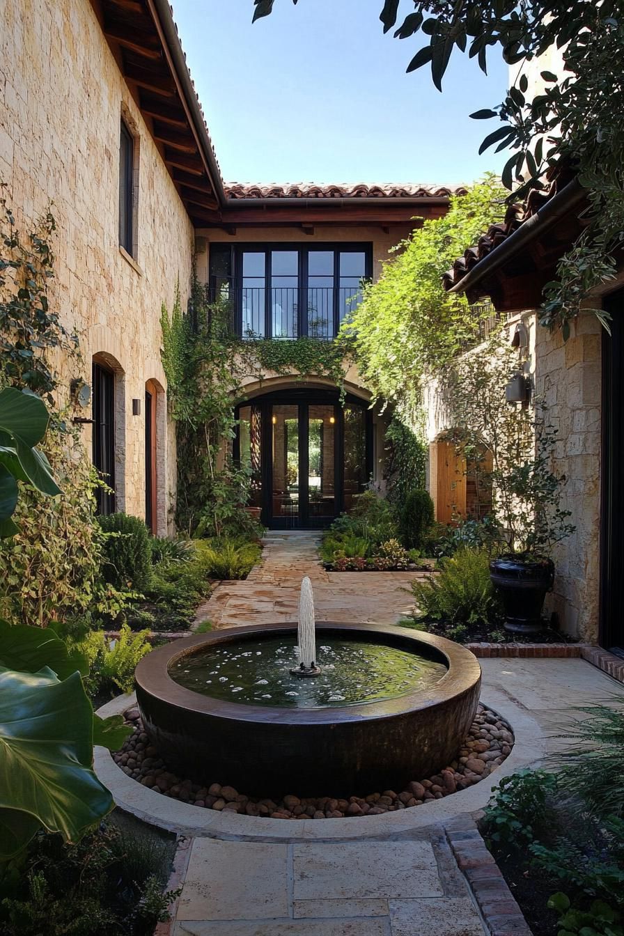 A Courtyard Centered on a Water Fountain - photo 2
