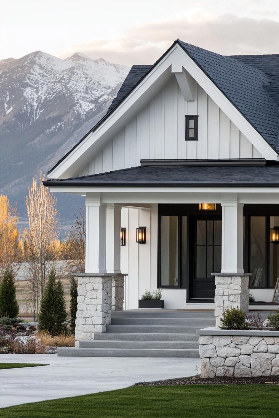 White Clapboard Over Stone Foundations