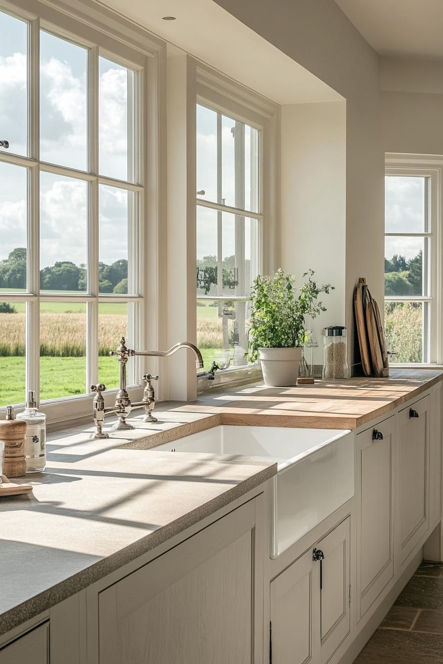 Open Kitchen With Exposed Beams