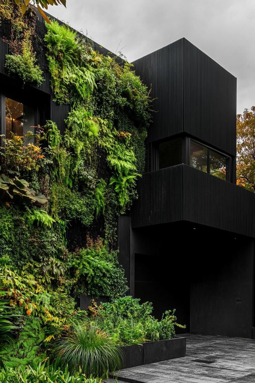 Black Steel Fencing With A Green Vertical Garden - photo 2