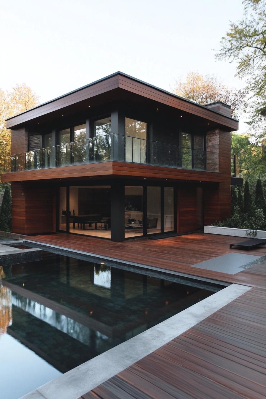 Dark Timber Siding With Sleek Glass Railings - photo 4