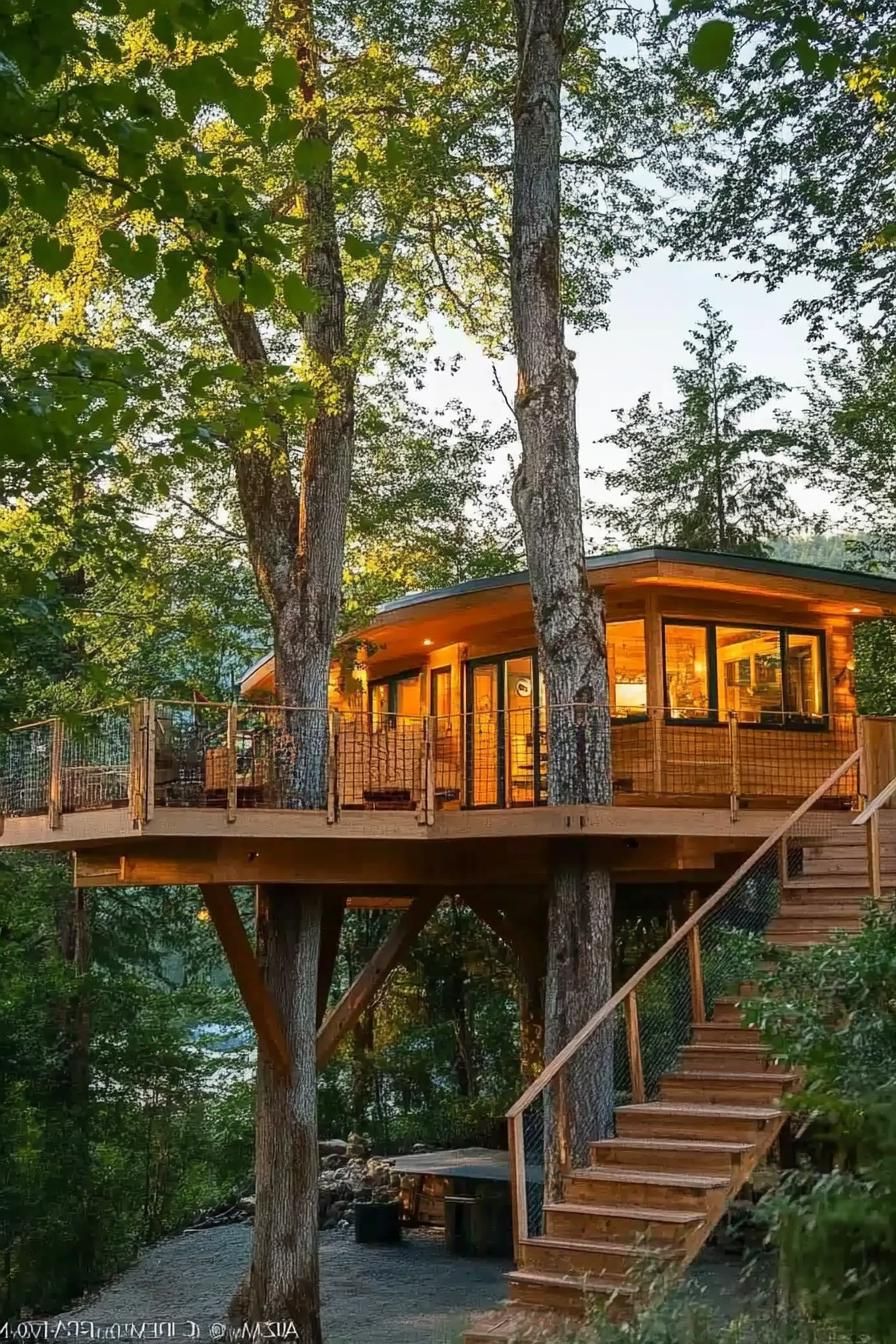 Elevated Treehouses With Rope Bridge Access - photo 4