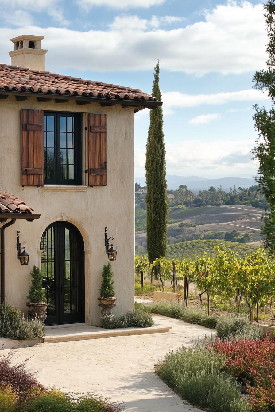 Tall Narrow Windows With Wooden Shutters