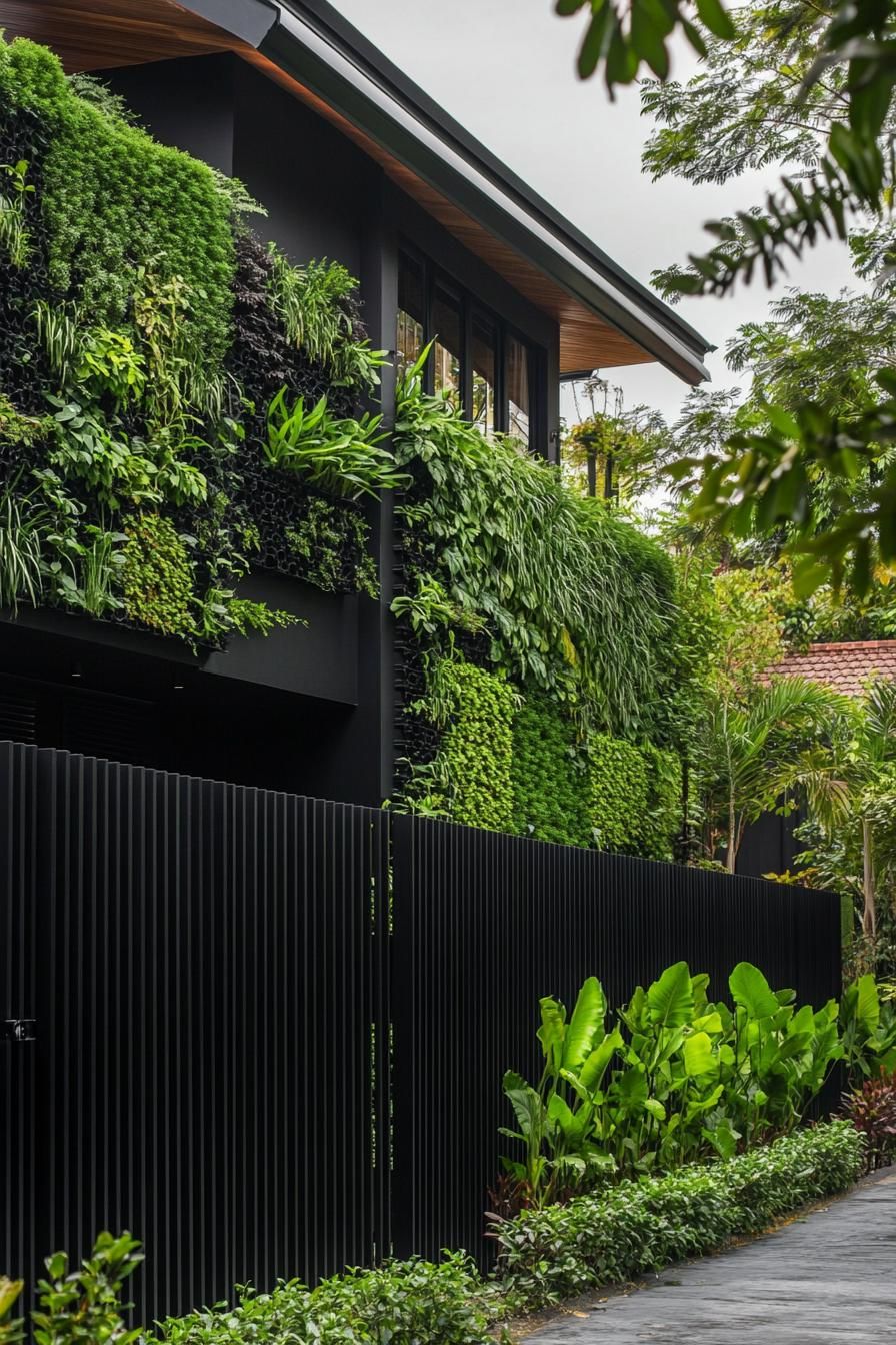 Black Steel Fencing With A Green Vertical Garden - photo 3