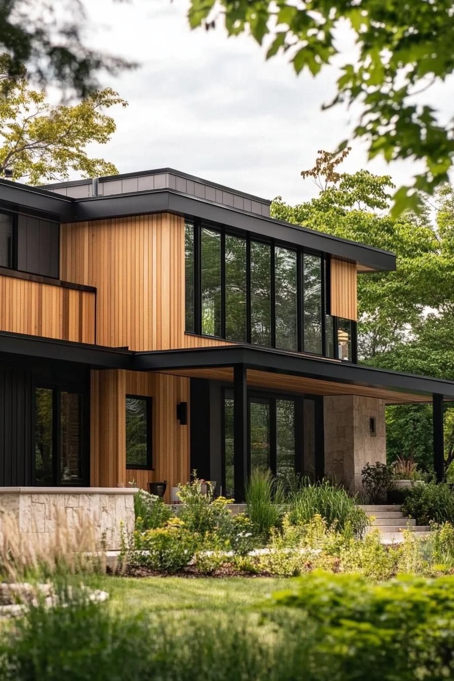 Vertical Cedar Shiplap Paired With Black Trim - photo 4