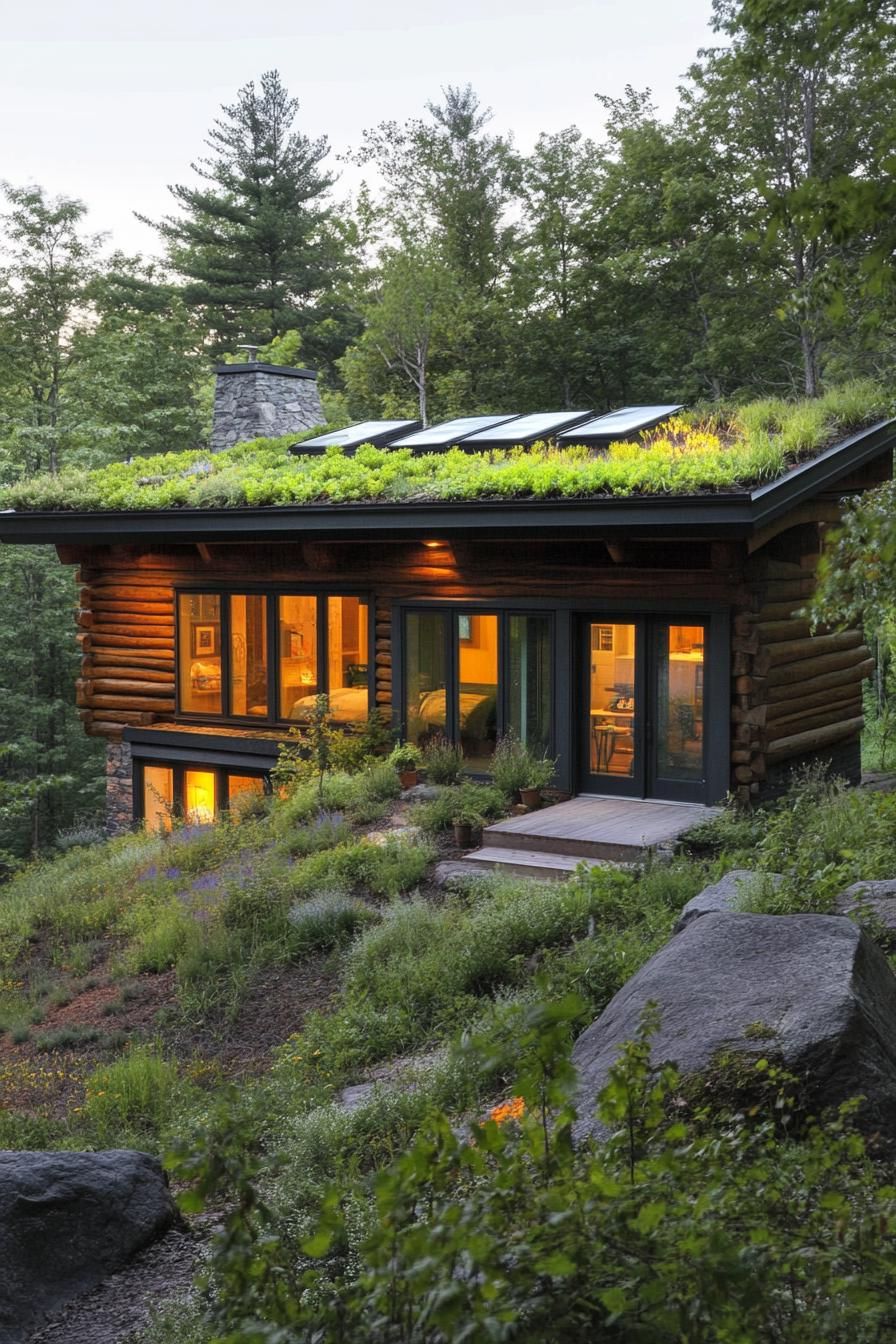 Log Cabin Topped With A Living Roof - photo 3