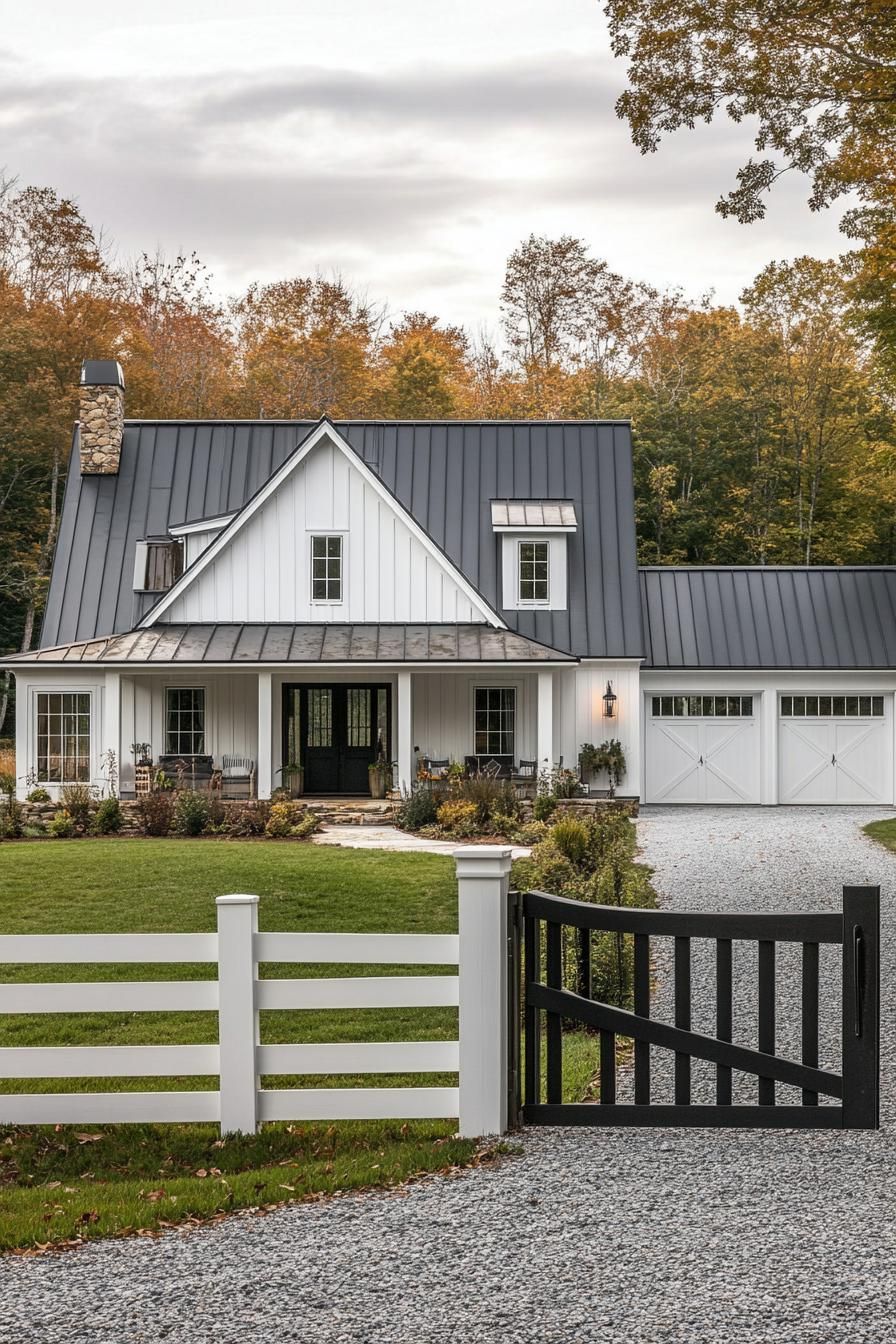 Big Farmhouse Behind a White Ranch Fence - photo 2