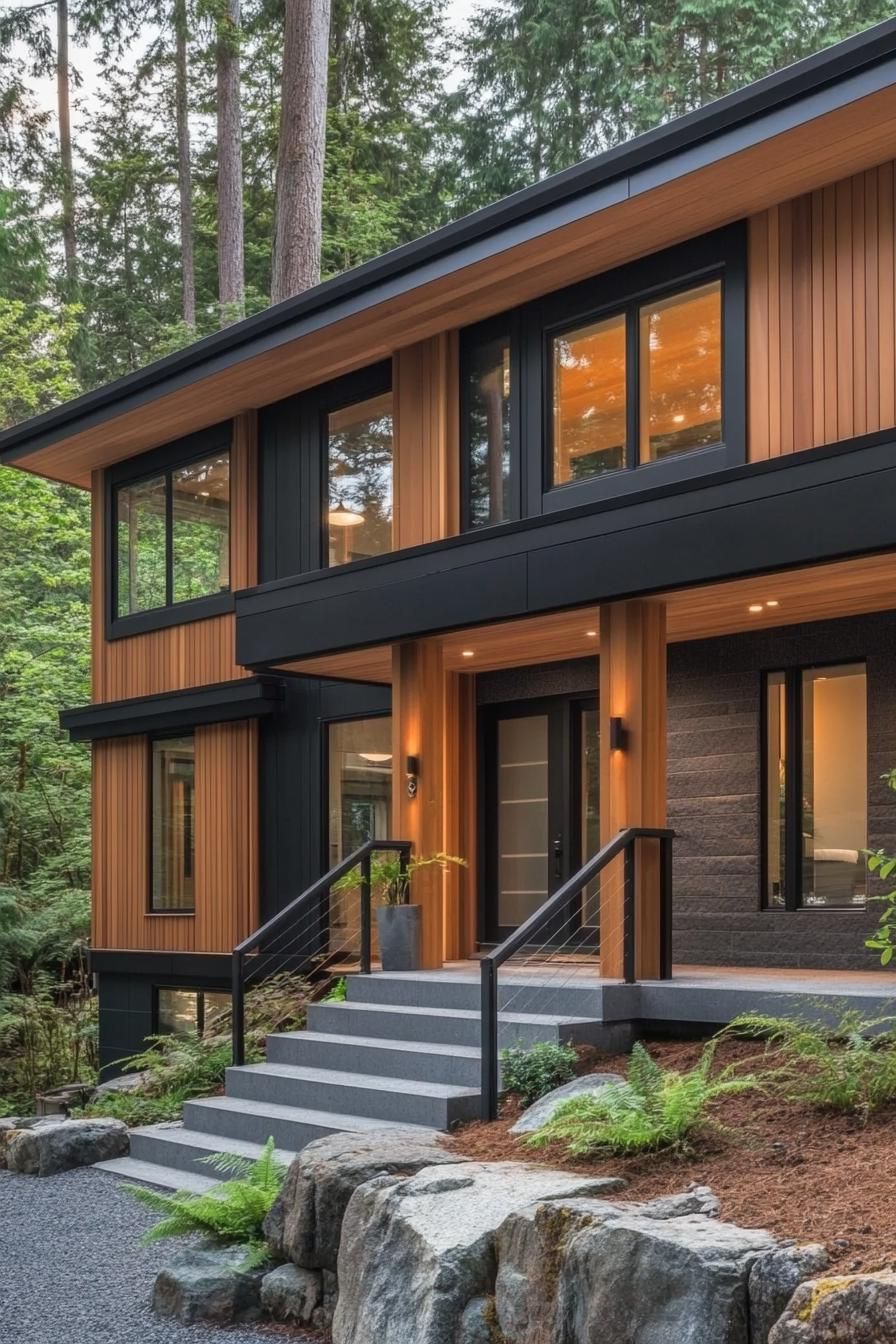 Cedar Cladding Paired With Black Metal Details - photo 3