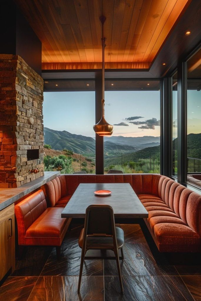 Built-in Banquette Seating by Big Windows