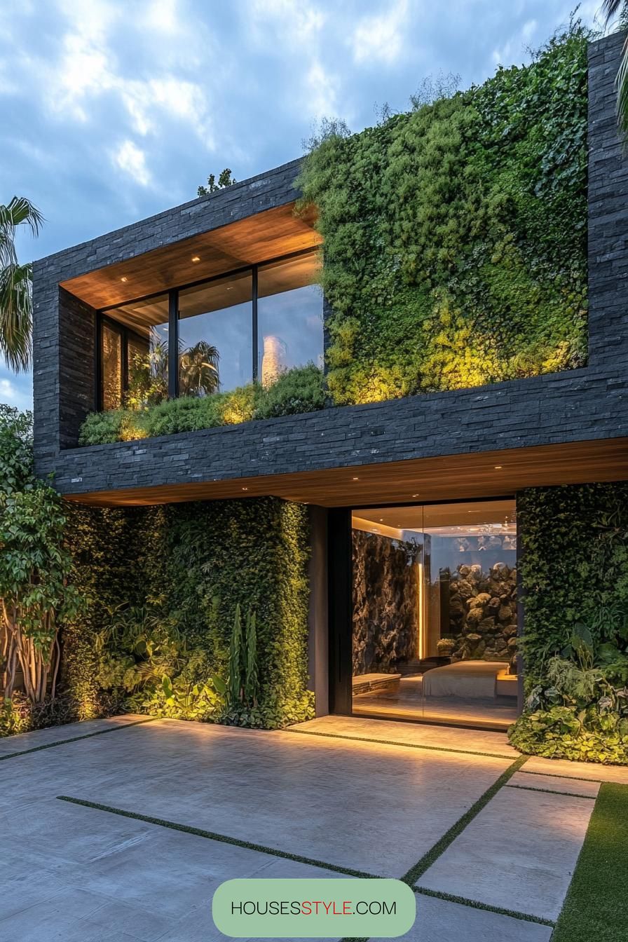 Textured Dark Stone and Lush Greenery - photo 3
