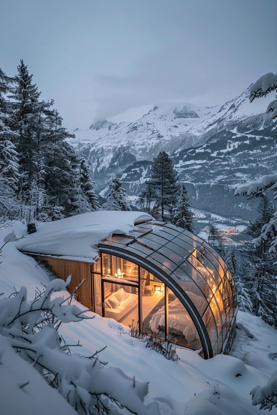Igloo-Shaped Floating Glass Cabin
