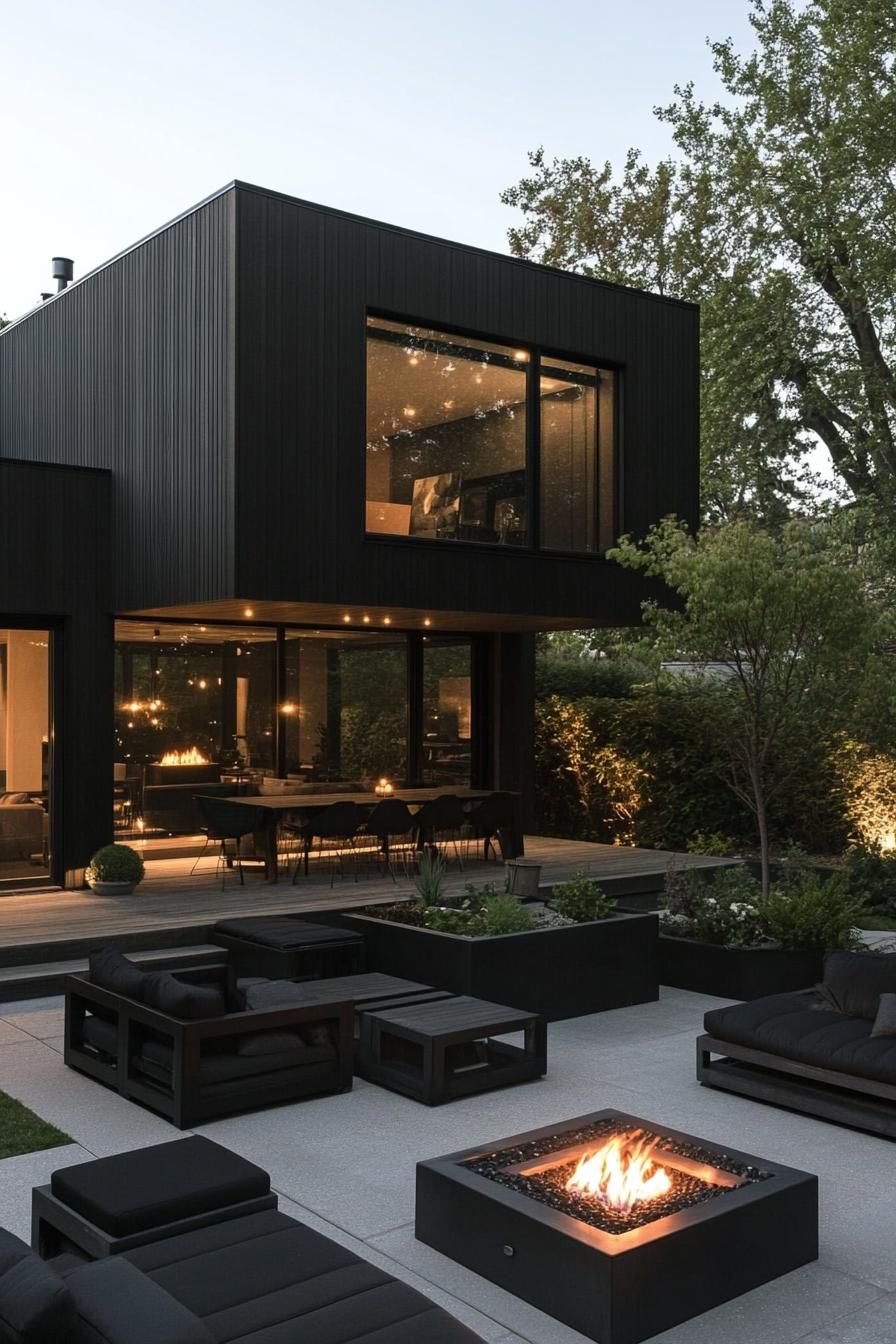 All-Black Patio Furniture Around A Fire Pit - photo 3