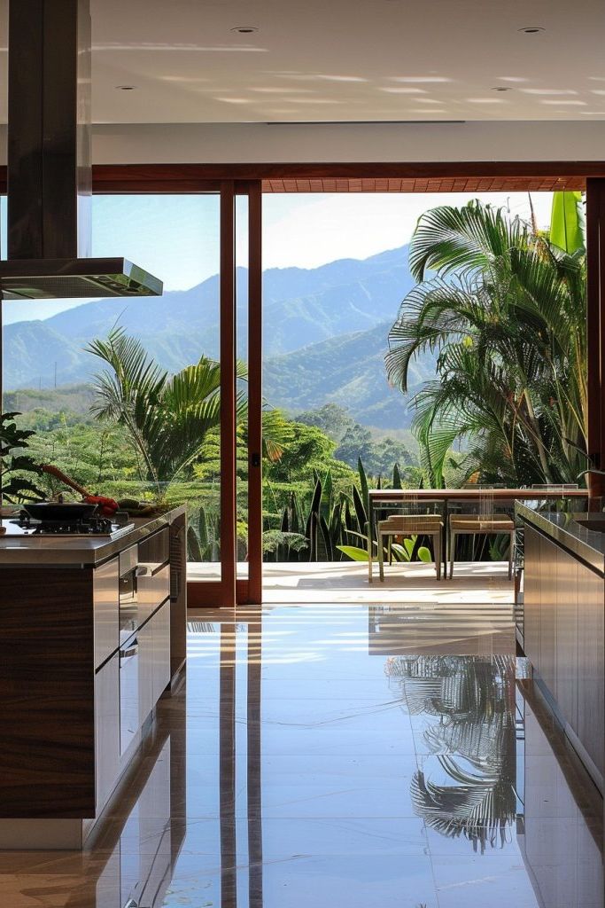 An Outdoor Kitchen Connected to the Indoors