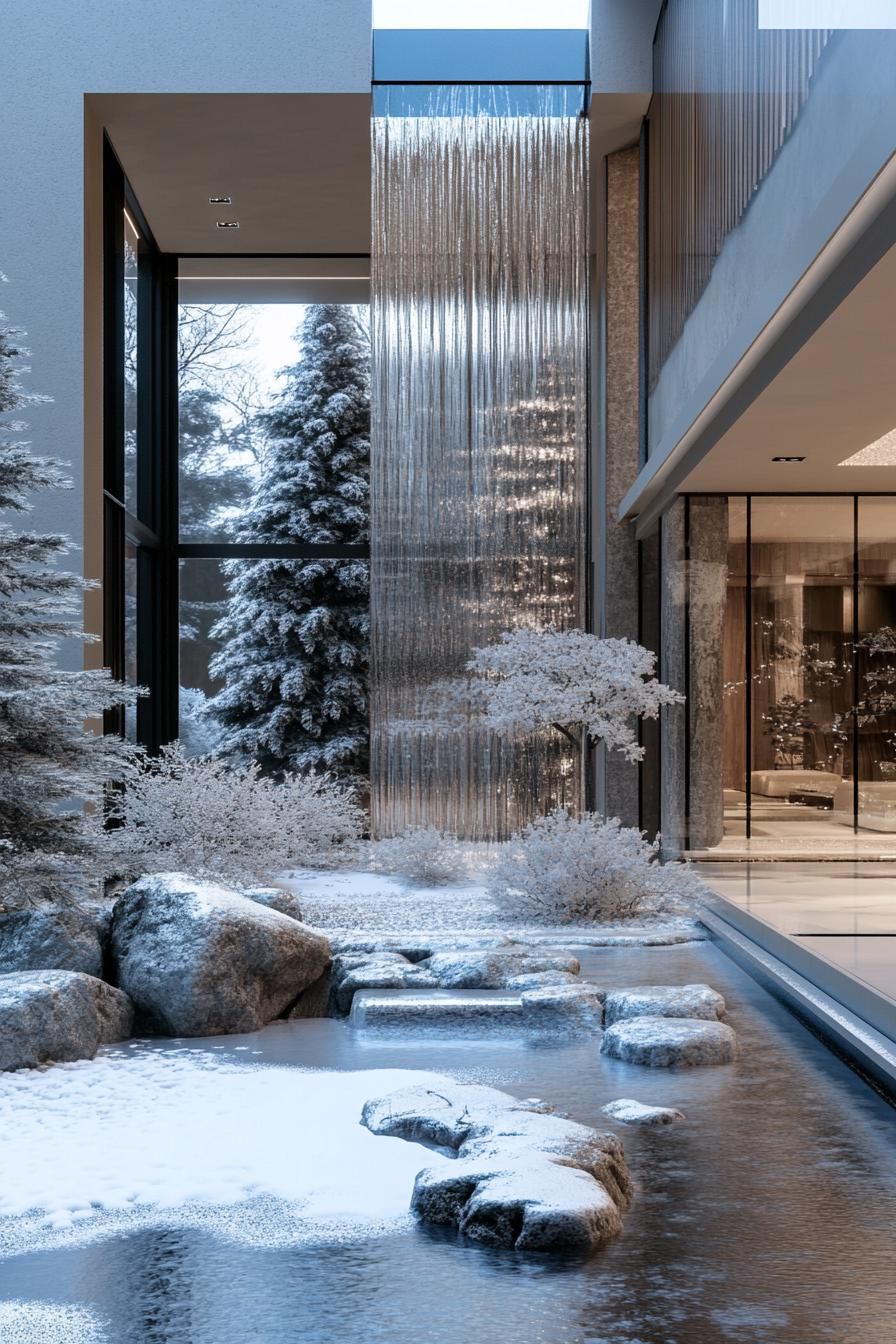 Waterfall-Filled Frosted Villa Design - photo 2