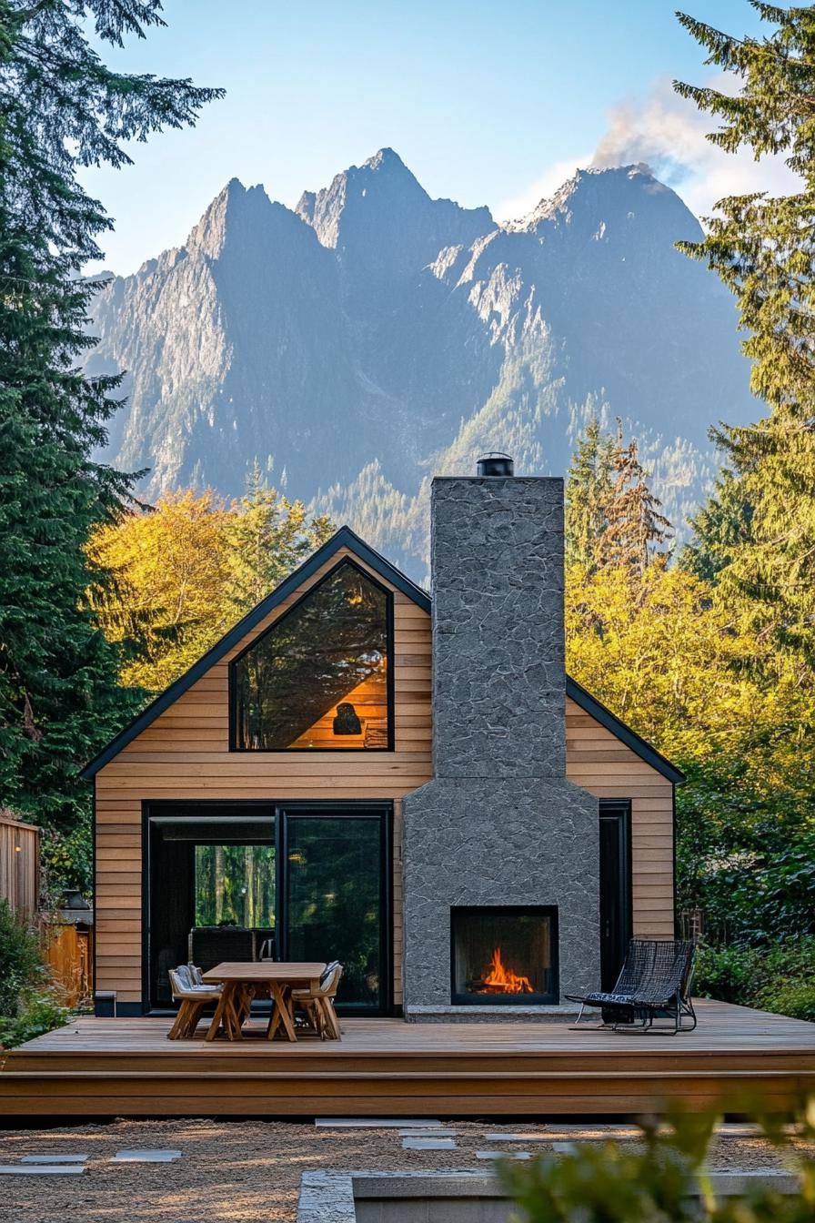 A Cabin Set Near the Mountains