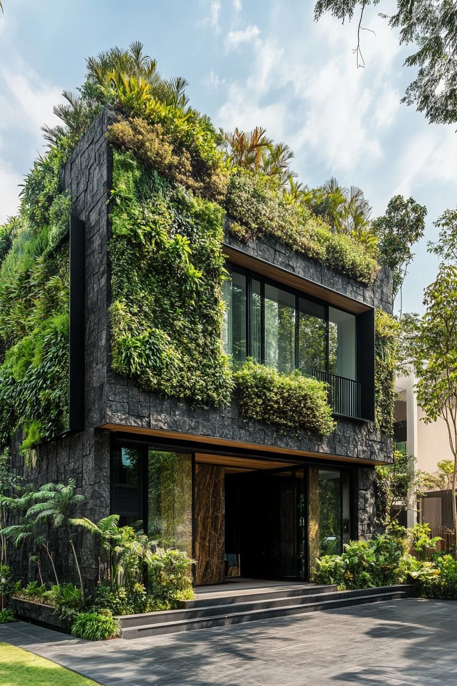 Textured Stone Facades Paired With Greenery - photo 2