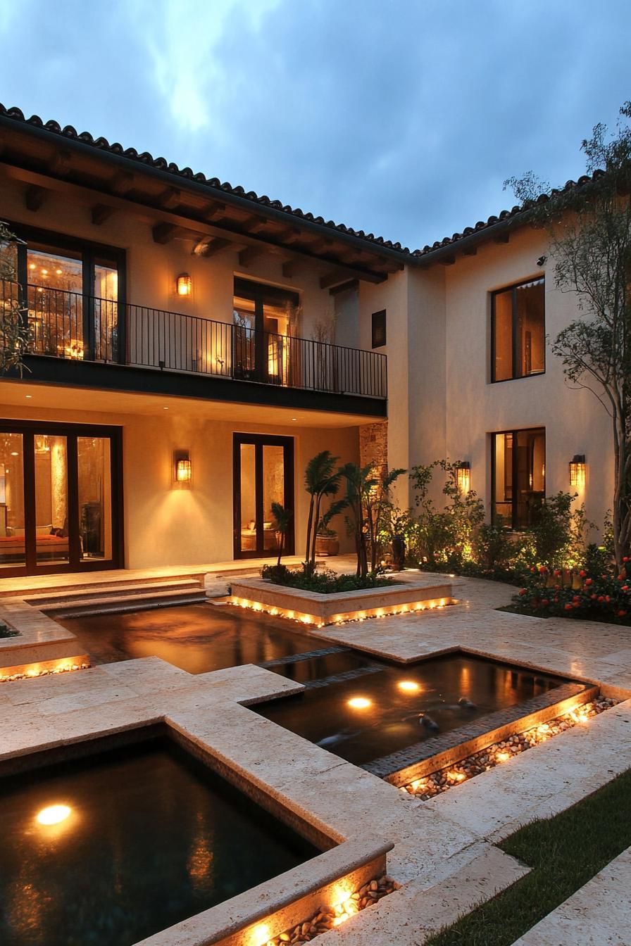 Spanish Hacienda With Courtyard Fountains