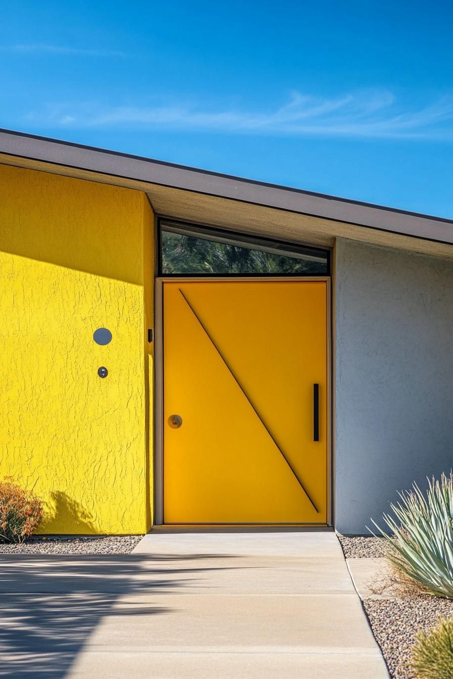 Lemon Yellow Door With Geometric Inlay Details - photo 4