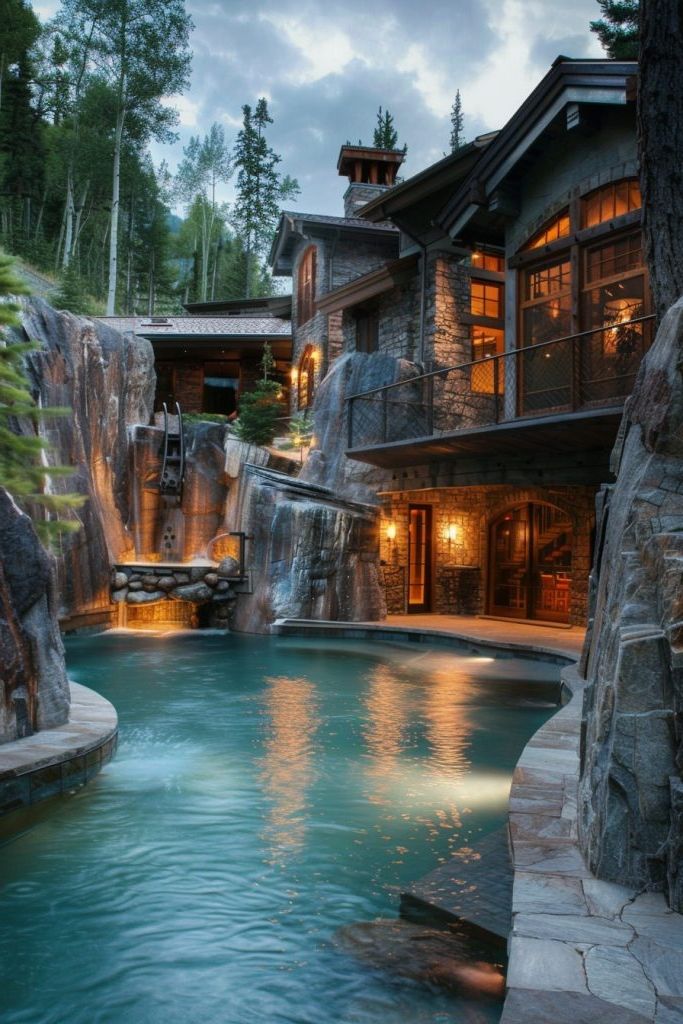 Pools with Stone Grottos and Swim-Up Bars