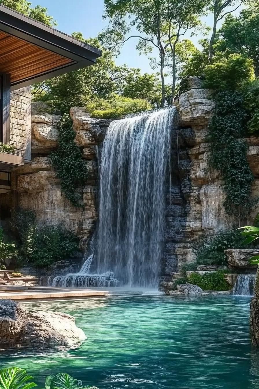 An Escape Built Around a Waterfall Pool