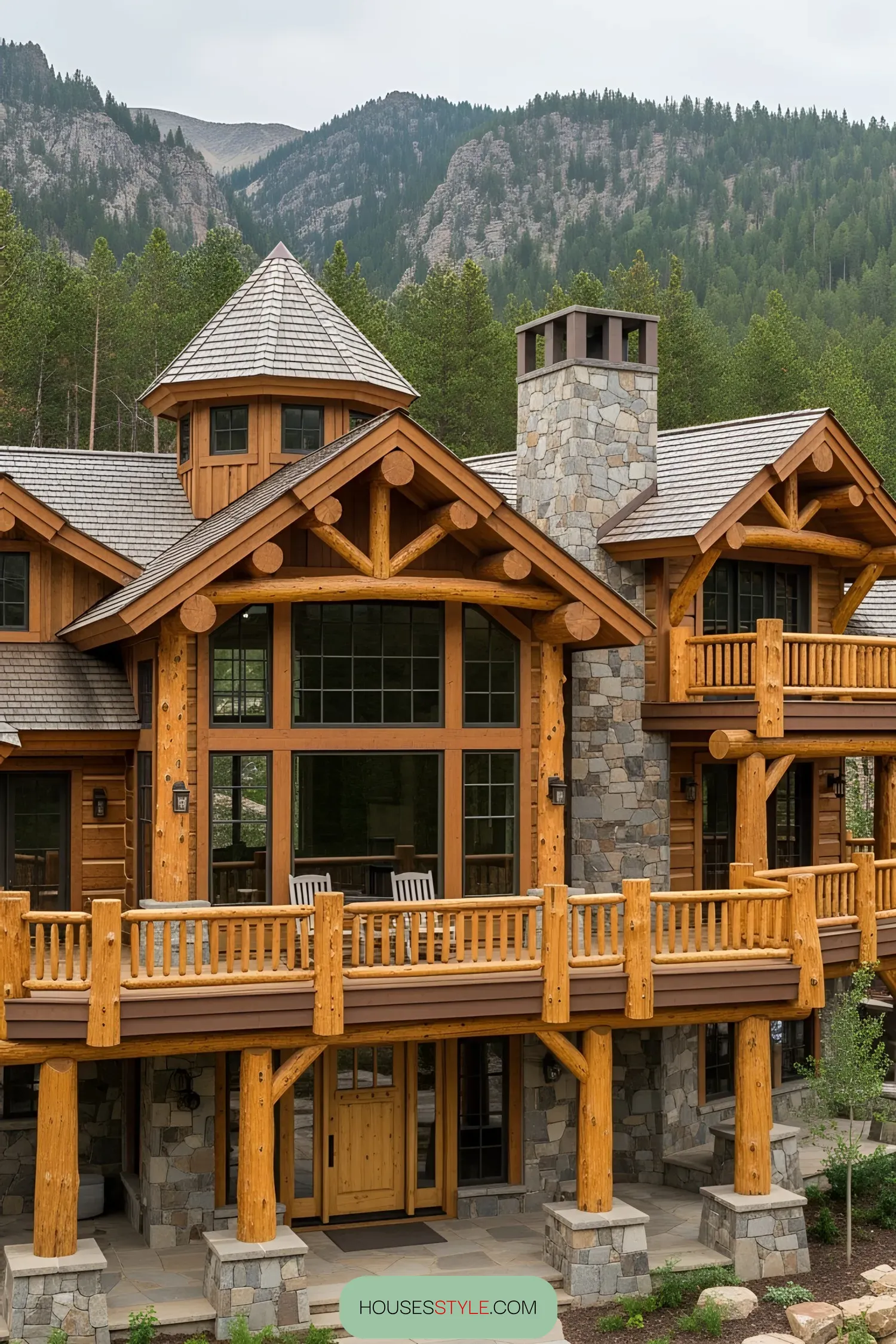 Timber Lodge Set High Among the Peaks