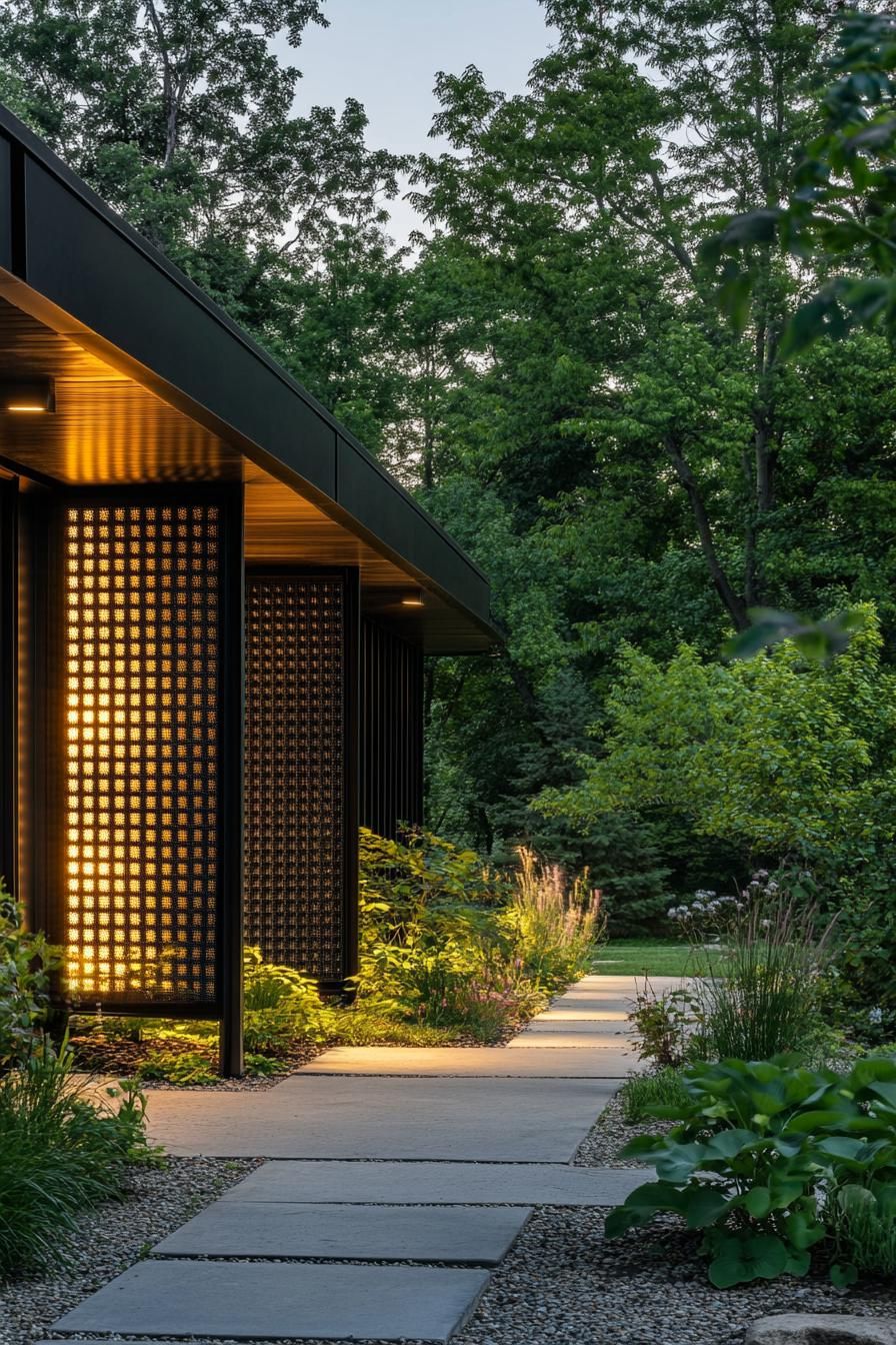 Black Metal Mesh Facade With Built-In Lighting - photo 2