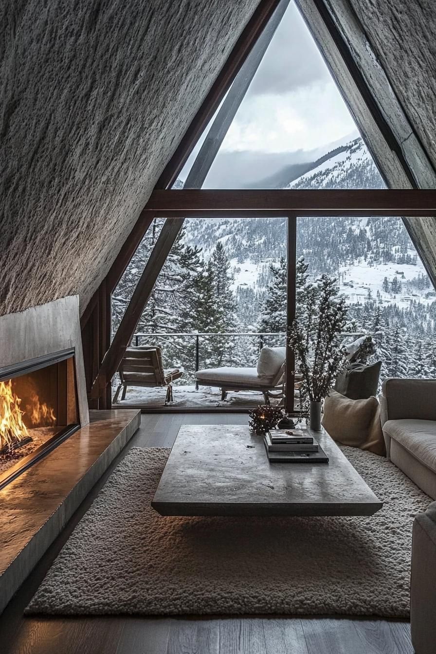 A-Frame Home With Indoor-Outdoor Stone Hearth - photo 4