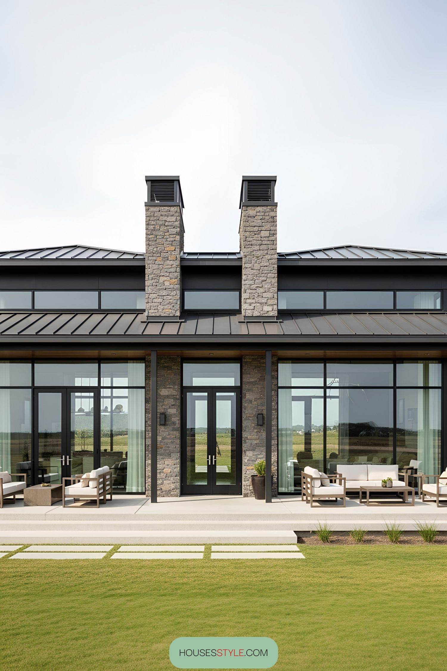 A Glasshouse Where Stone Meets Sky