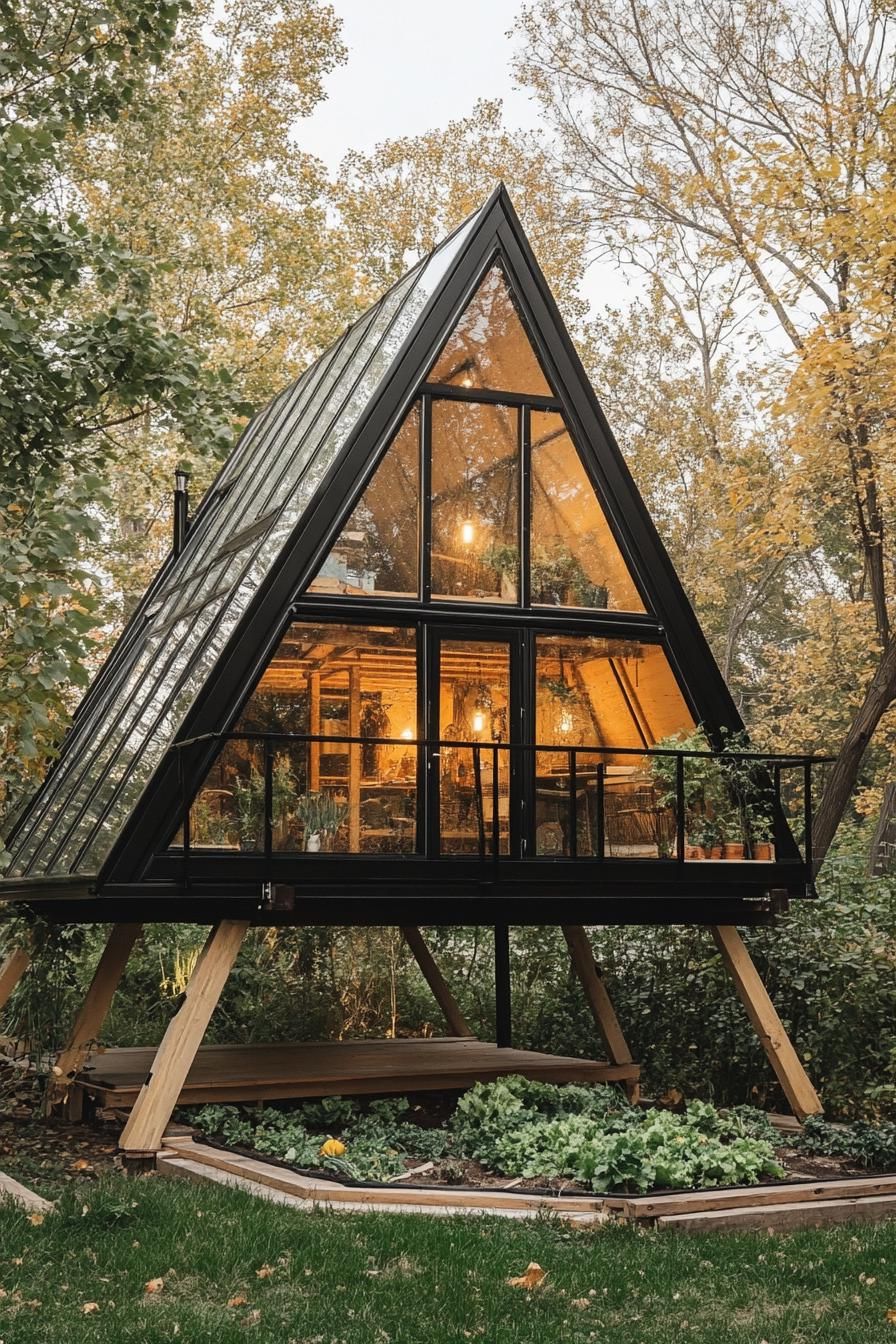 An A-Frame Glass Cabin Surrounded by Nature