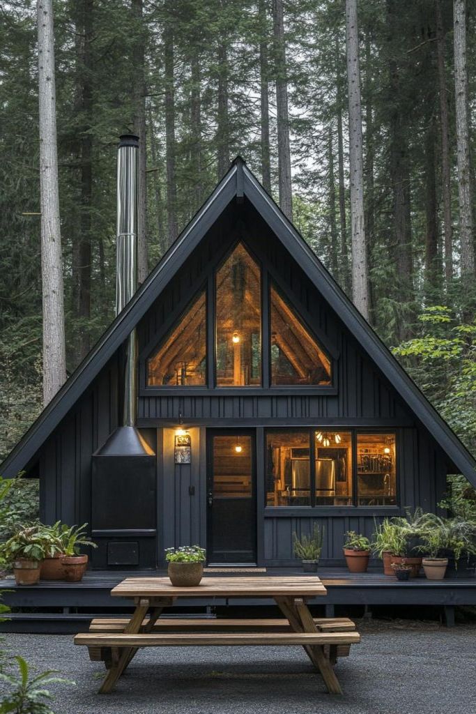 Black Wood Siding Paired With Big Windows - photo 4