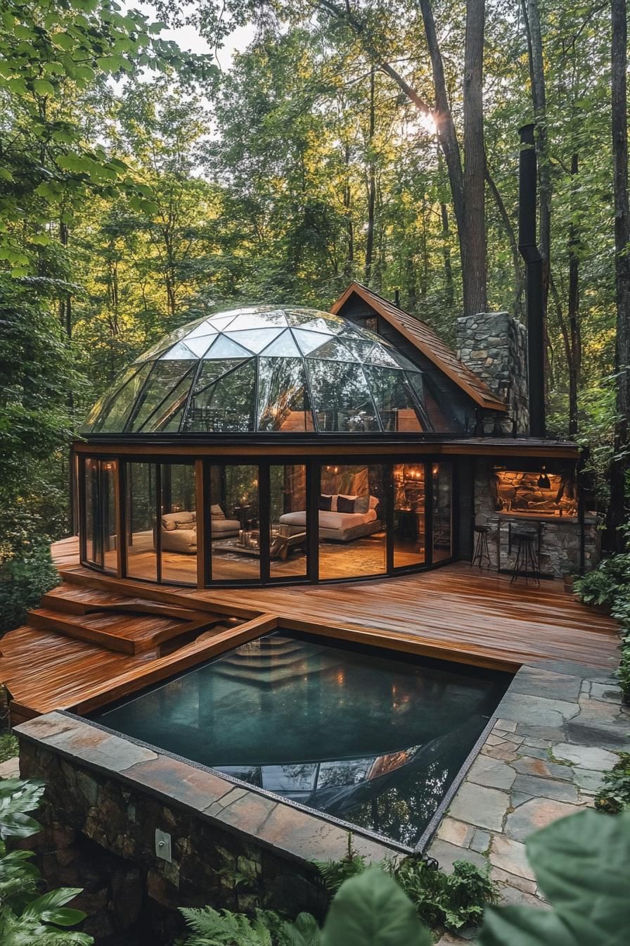 A Domed Glass Retreat in the Forest