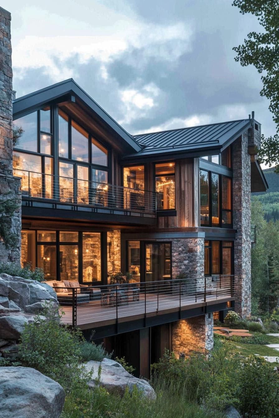 Glass and Stone Come Together in This Chalet