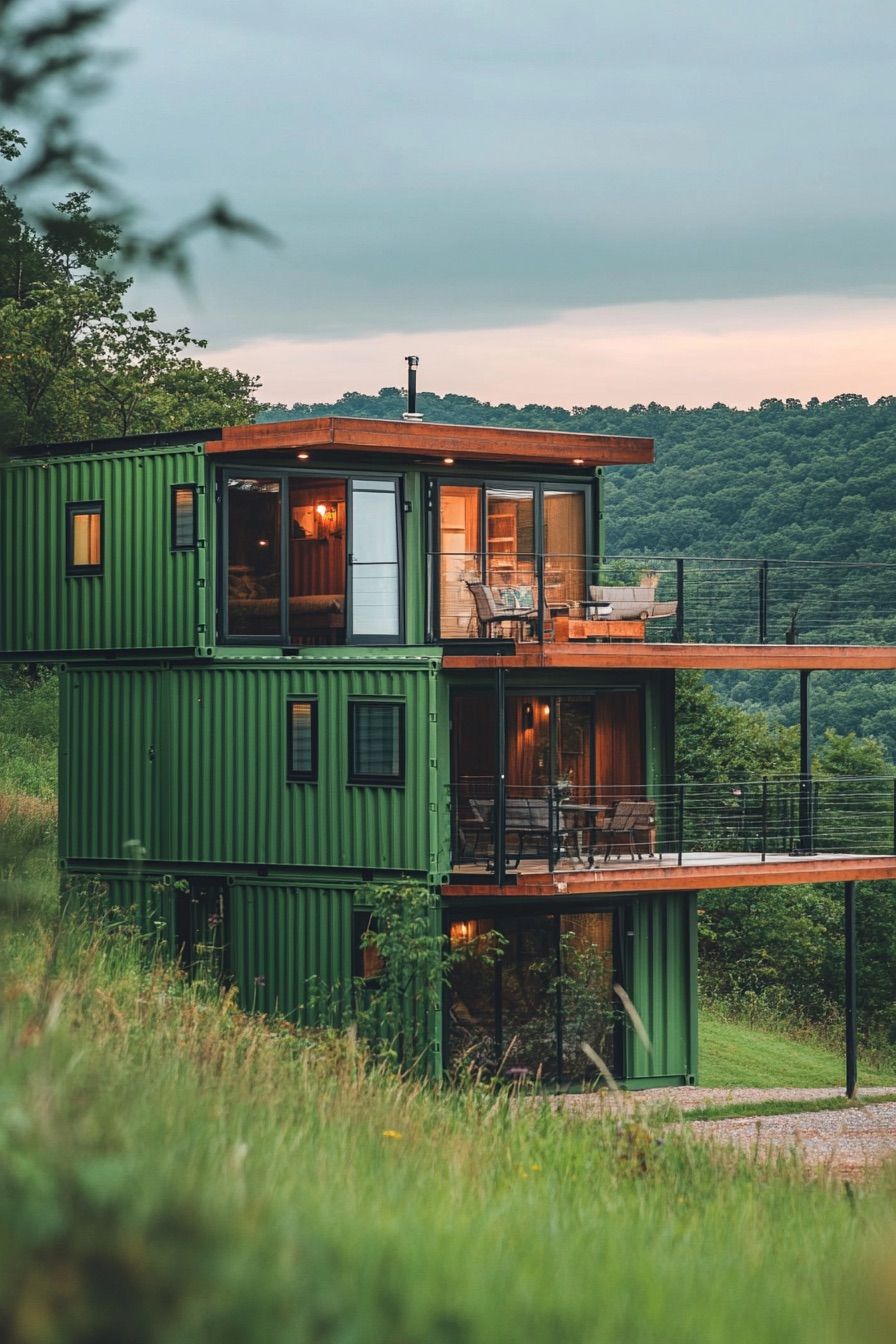 Multi-Level Stacked Container Cabins