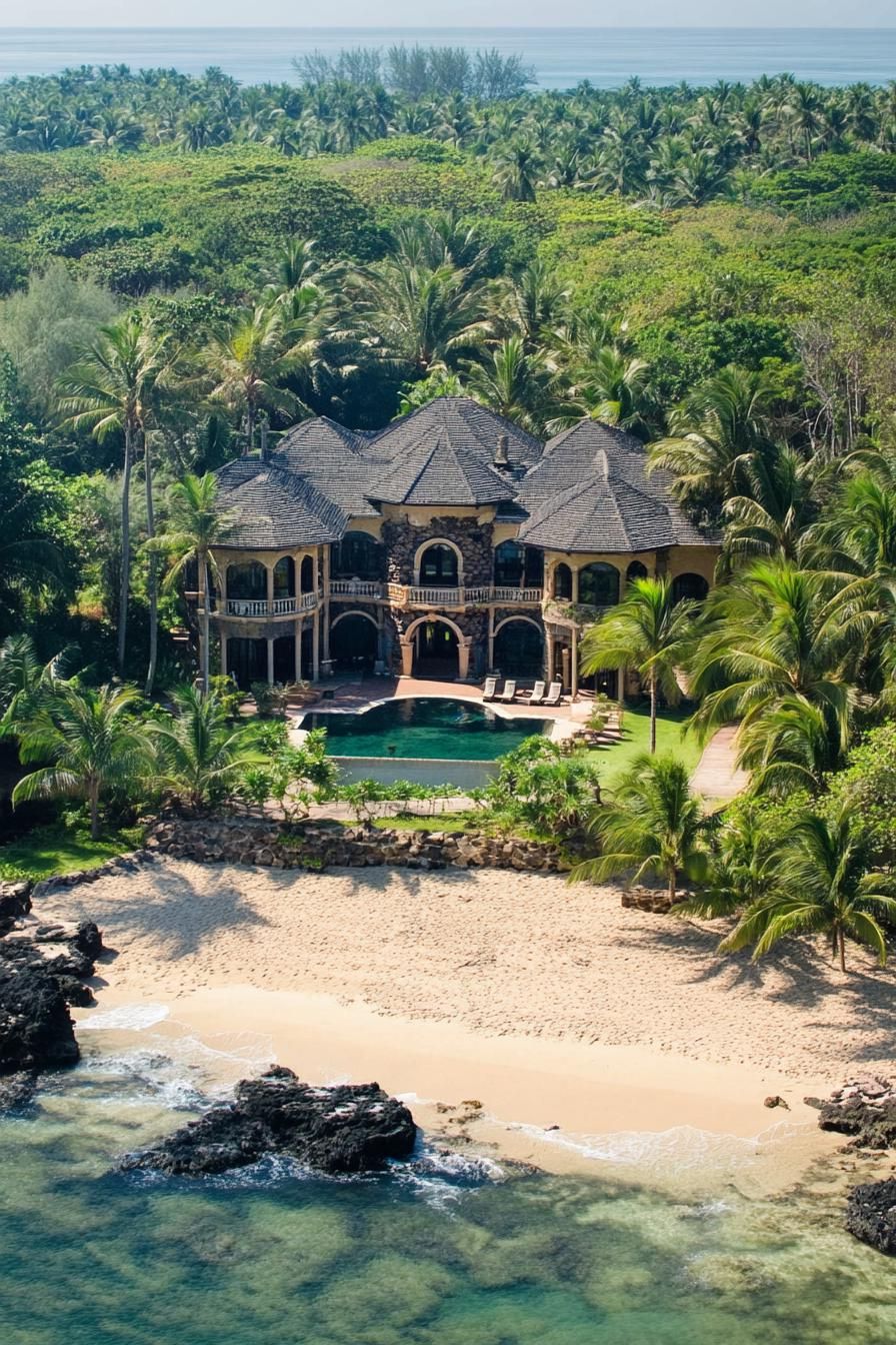 Tropical Island Mansion With Private Beach Access
