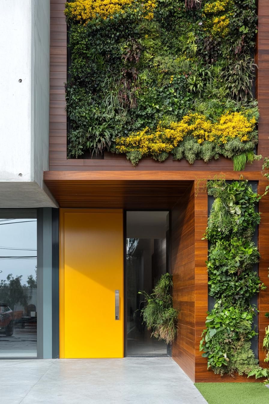 Yellow Door With Horizontal Wood Grain Texture - photo 4