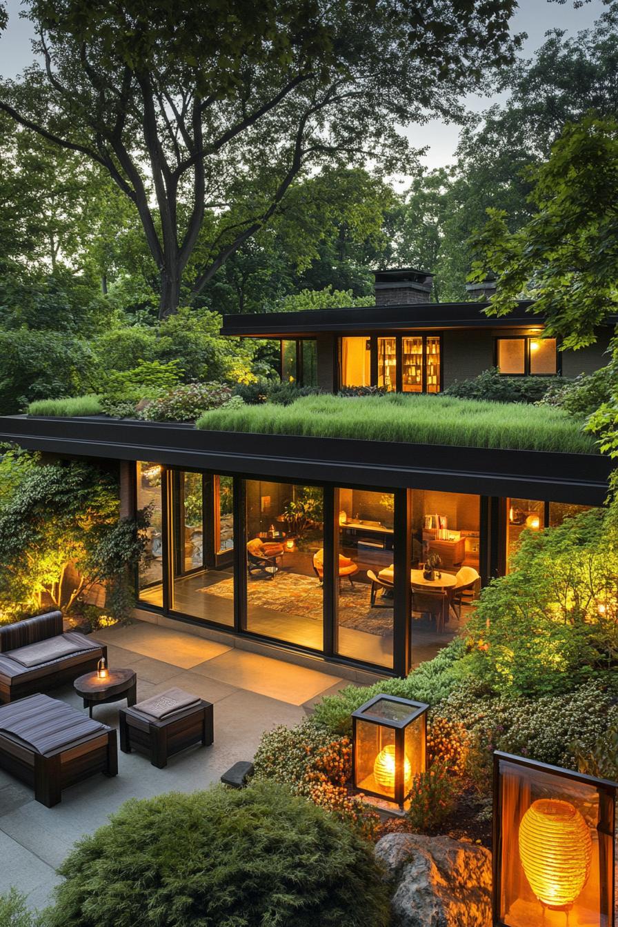 Roof Garden Seating With Japanese Lanterns - photo 4