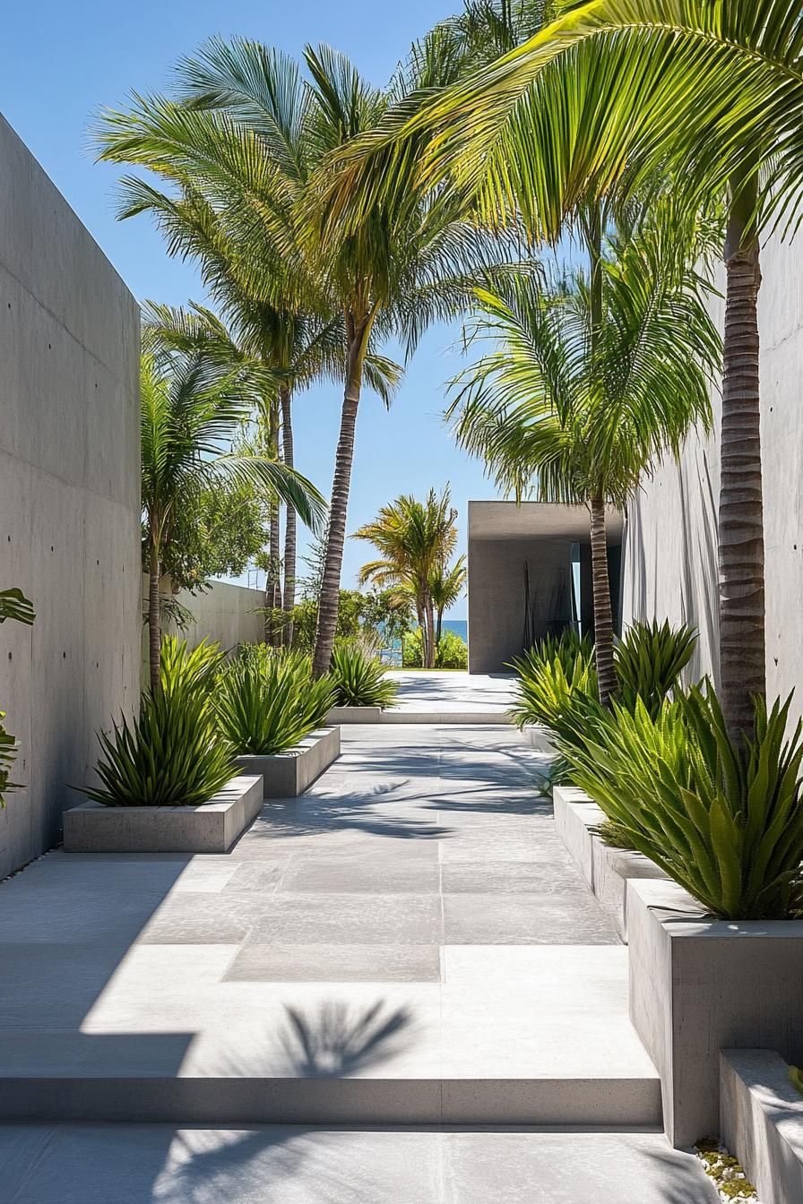 Tropical Villa Entrance Surrounded by Palms